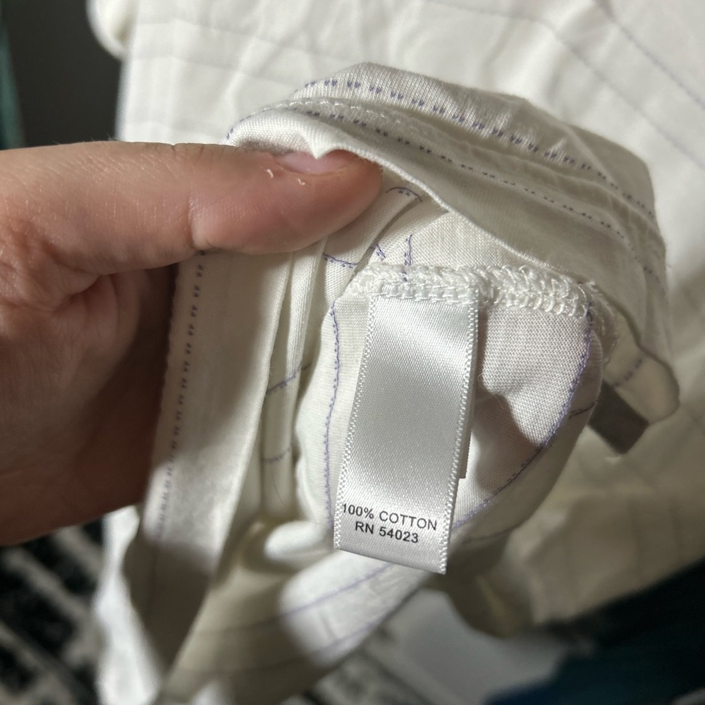 Banana Republic Women’s White with Lavender Stripes Polo, Short Sleeve Sz XL - Picture 5 of 6